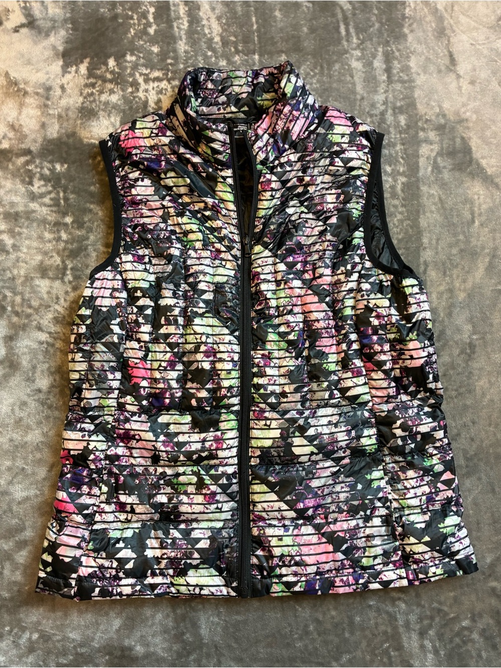 Be Inspired Down Packable Vest Floral Abstract Print Size L